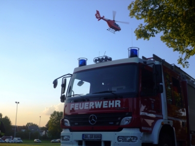 Landung des Rettungshubschraubers 